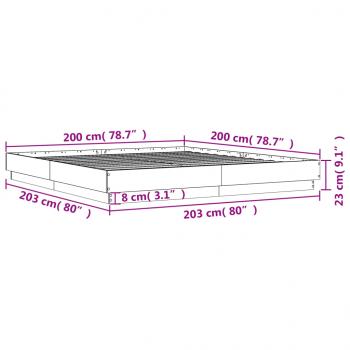 Bettgestell Räuchereiche 200x200 cm Holzwerkstoff