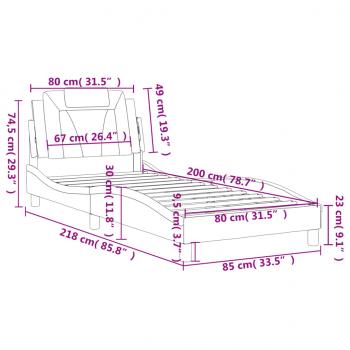 Bettgestell mit Kopfteil Grau 80x200 cm Kunstleder