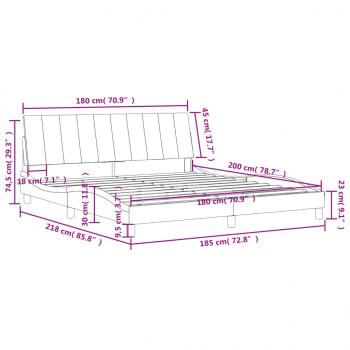 Bettgestell mit Kopfteil Hellgrau 180x200 cm Samt