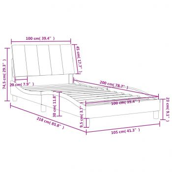 Bettgestell mit Kopfteil Blau 100x200 cm Samt