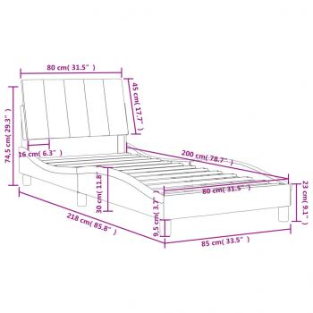 Bettgestell mit Kopfteil Dunkelgrau 80x200 cm Samt