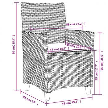 Gartenstühle mit Kissen 2 Stk. Grau Poly Rattan Massivholz