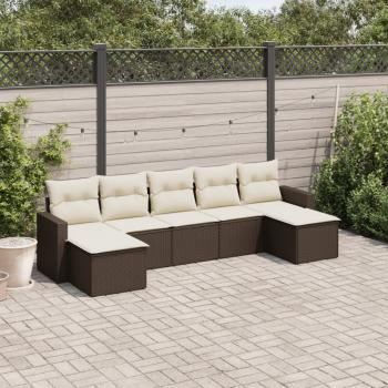 ARDEBO.de - 7-tlg. Garten-Sofagarnitur mit Kissen Braun Poly Rattan