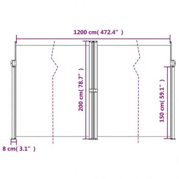 Seitenmarkise Ausziehbar Braun 200x1200 cm