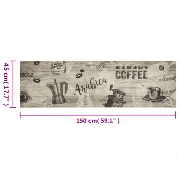 Küchenteppich Waschbar Kaffee Grau 45x150 cm Samt