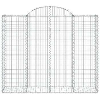 Gabionen mit Hochbogen 13Stk. 200x50x160/180cm Verzinktes Eisen