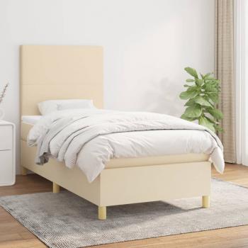 ARDEBO.de - Boxspringbett mit Matratze Creme 80x200 cm Stoff