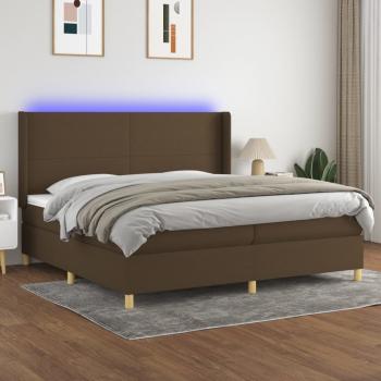 ARDEBO.de - Boxspringbett mit Matratze & LED Dunkelbraun 200x200 cm Stoff