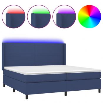 ARDEBO.de - Boxspringbett mit Matratze & LED Blau 200x200 cm Stoff