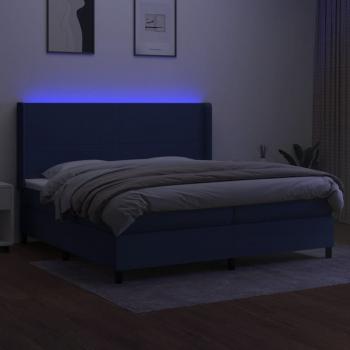 Boxspringbett mit Matratze & LED Blau 200x200 cm Stoff