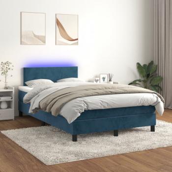 ARDEBO.de - Boxspringbett mit Matratze & LED Dunkelblau 120x200 cm Samt