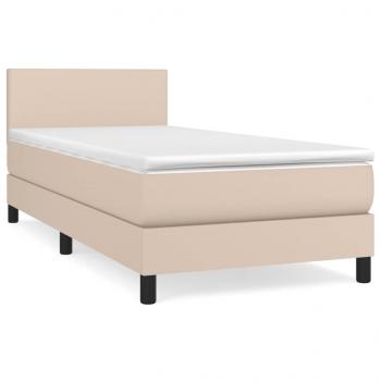 ARDEBO.de - Boxspringbett mit Matratze Cappuccino-Braun 80x200cm Kunstleder