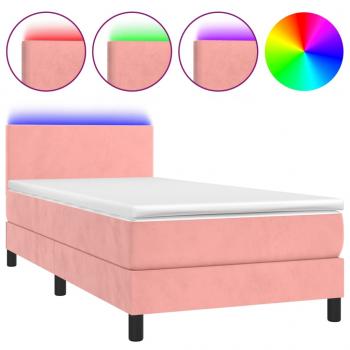 Boxspringbett mit Matratze & LED Rosa 100x200 cm Samt