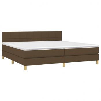 Boxspringbett mit Matratze & LED Dunkelbraun 200x200 cm Stoff