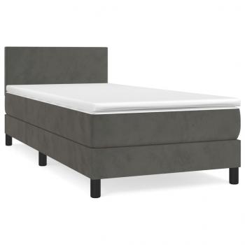 Boxspringbett mit Matratze Dunkelgrau 100x200 cm Samt