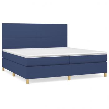 ARDEBO.de - Boxspringbett mit Matratze Blau 200x200 cm Stoff