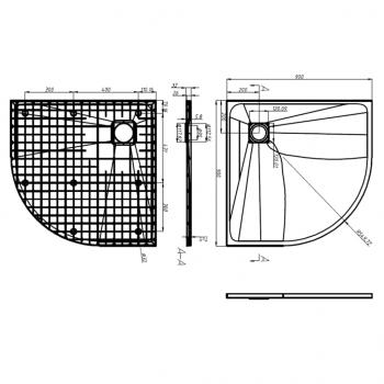 Duschtasse SMC Weiß 90x90 cm