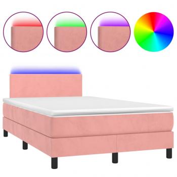 Boxspringbett mit Matratze & LED Rosa 120x200 cm Samt