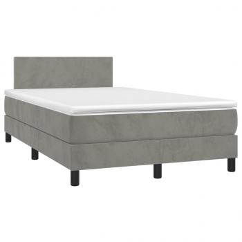 Boxspringbett mit Matratze & LED Hellgrau 120x200 cm Samt