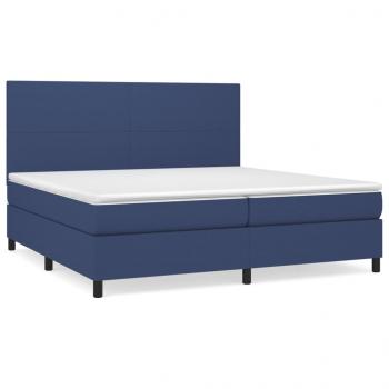 ARDEBO.de - Boxspringbett mit Matratze Blau 200x200 cm Stoff