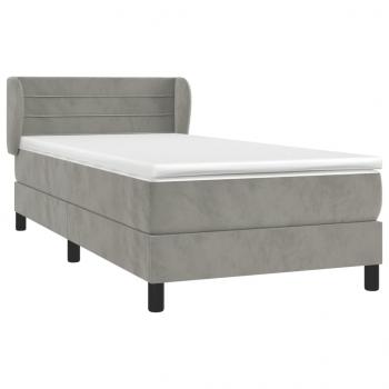 Boxspringbett mit Matratze Hellgrau 80x200 cm Samt