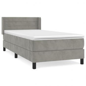 Boxspringbett mit Matratze Hellgrau 80x200 cm Samt