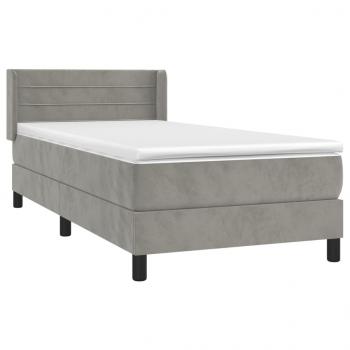 Boxspringbett mit Matratze Hellgrau 80x200 cm Samt