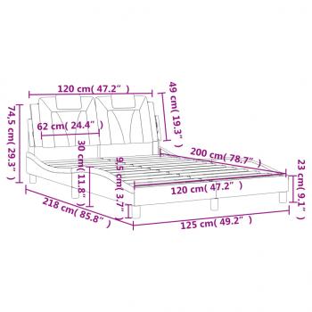 Bettgestell mit Kopfteil Cappuccino-Braun 120x200 cm Kunstleder