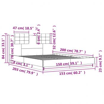 Bettgestell mit Kopfteil Schwarz 150x200 cm Holzwerkstoff