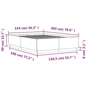 Bettgestell mit LED Braun Eichen-Optik 140x200 cm Holzwerkstoff