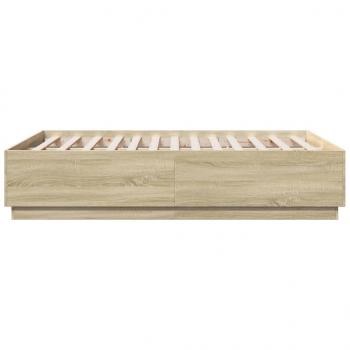 Bettgestell mit LED Sonoma-Eiche 140x190 cm Holzwerkstoff