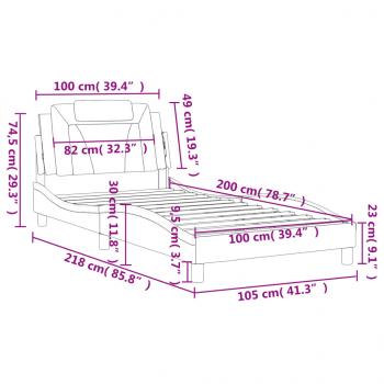 Bettgestell mit Kopfteil Grau 100x200 cm Kunstleder