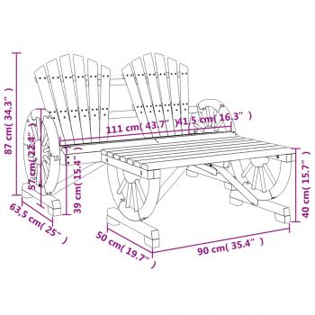 2-tlg. Garten-Lounge-Set Massivholz Tanne