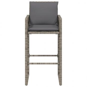 Garten-Barhocker mit Kissen 2 Stk. Grau Poly Rattan