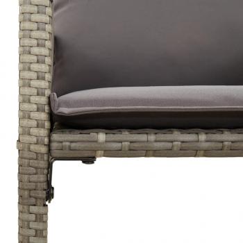 Garten-Barhocker mit Kissen 2 Stk. Grau Poly Rattan