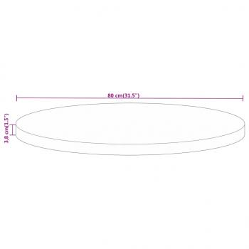 Tischplatte Ø 80x3,8 cm Rund Altholz Massiv