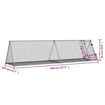 Kaninchenkäfig Silbern 400x105x91 cm Verzinkter Stahl