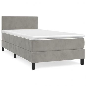 Boxspringbett mit Matratze Hellgrau 100x200 cm Samt