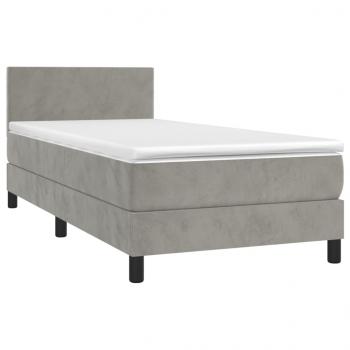 Boxspringbett mit Matratze Hellgrau 100x200 cm Samt