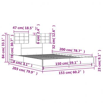 Bettgestell mit Kopfteil Sonoma-Eiche 150x200 cm Holzwerkstoff