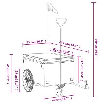 Fahrradanhänger Schwarz und Gelb 30 kg Eisen