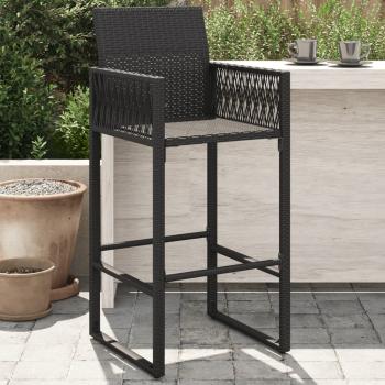 ARDEBO.de - Garten-Barhocker 2 Stk. Schwarz Poly Rattan