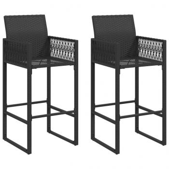 Garten-Barhocker 2 Stk. Schwarz Poly Rattan