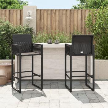 Garten-Barhocker 2 Stk. Schwarz Poly Rattan