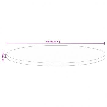 Tischplatte Ø 90x2,5 cm Rund Raues Massives Mangoholz