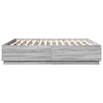 Bettgestell mit LED Grau Sonoma 180x200 cm Holzwerkstoff