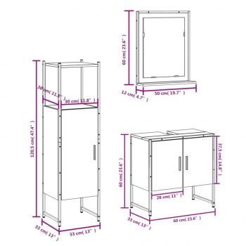 3-tlg. Badmöbel-Set Räuchereiche Holzwerkstoff