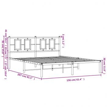 Bettgestell mit Kopfteil Metall Schwarz 150x200 cm