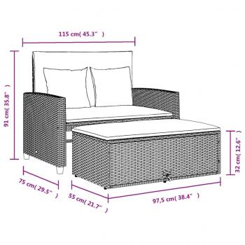 Gartensofa mit Kissen 2-Sitzer Beige Poly Rattan