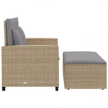 Gartensofa mit Kissen 2-Sitzer Beige Poly Rattan